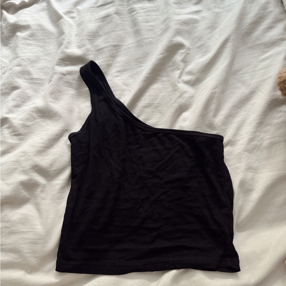 Zara Black Asymmetrical Tank Crop Top